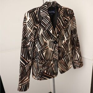 Evan-Picone Women's Black and Brown Patterned Blazer